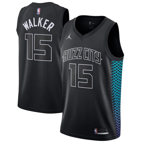 Nike Hornets #15 Kemba Walker Black NBA Jordan Swingman City Edition ...